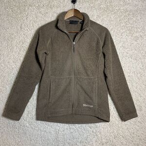 Marmot Brown Sherpa Fleece Full‎ Zip Jacket Womens Size Medium Coat Cozy Warm